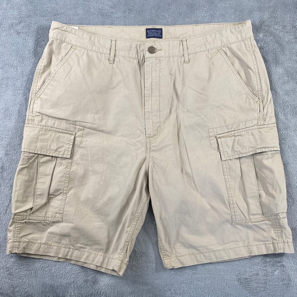 Levis Cargo Shorts Mens W40 Khaki Tan‎ Ripstop Cotton Utility Hiking Camping
